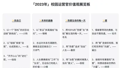 2023 年北辰青年校园运营官价值观展板